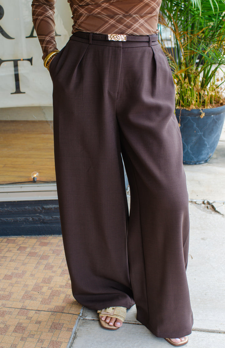 Make Your Mark Belted Trousers in Brown
