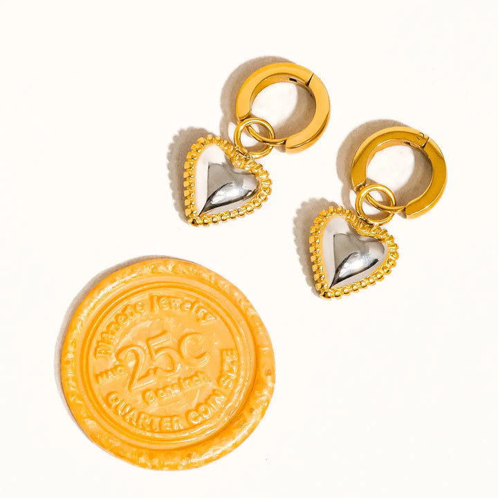 Luxe Maci 18K Gold Plated Two-Tone Heart Huggie