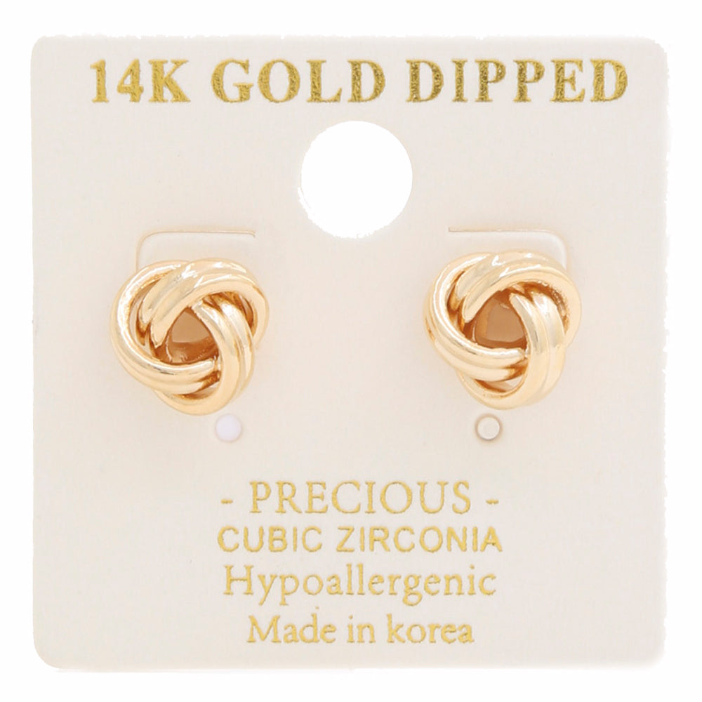 14K Gold Dipped Knot Stud Earrings
