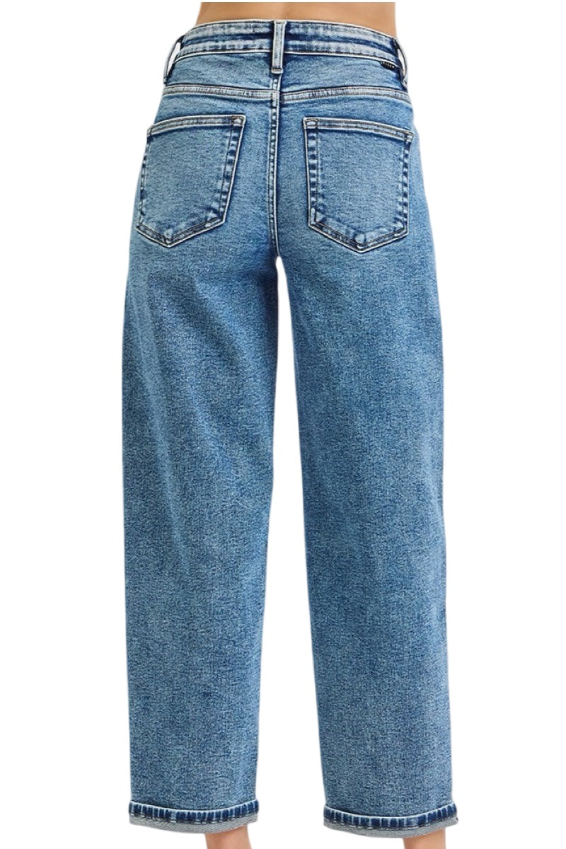 Risen High Rise Crop Boyfriend Jeans in Medium