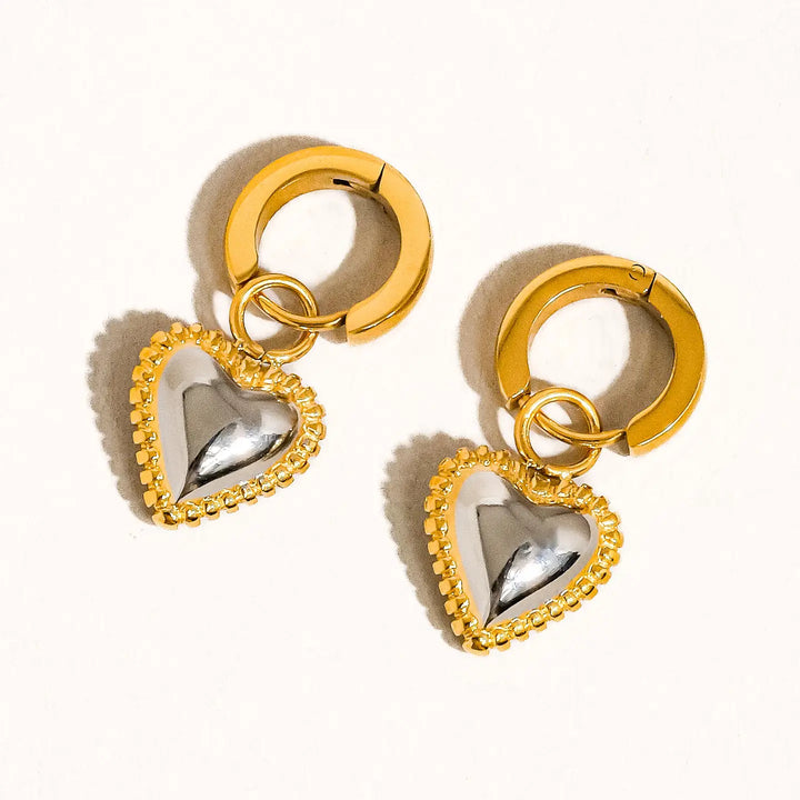 Luxe Maci 18K Gold Plated Two-Tone Heart Huggie
