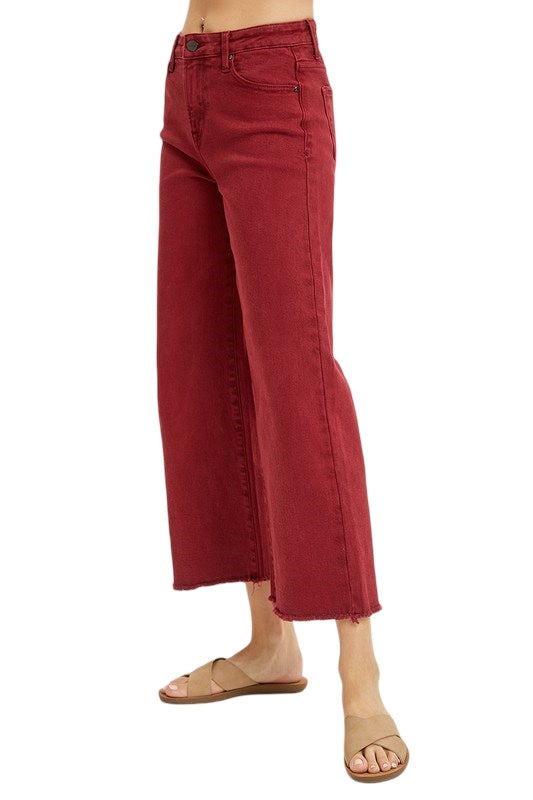 Risen Tummy Control High Rise Crop Flare in Wine