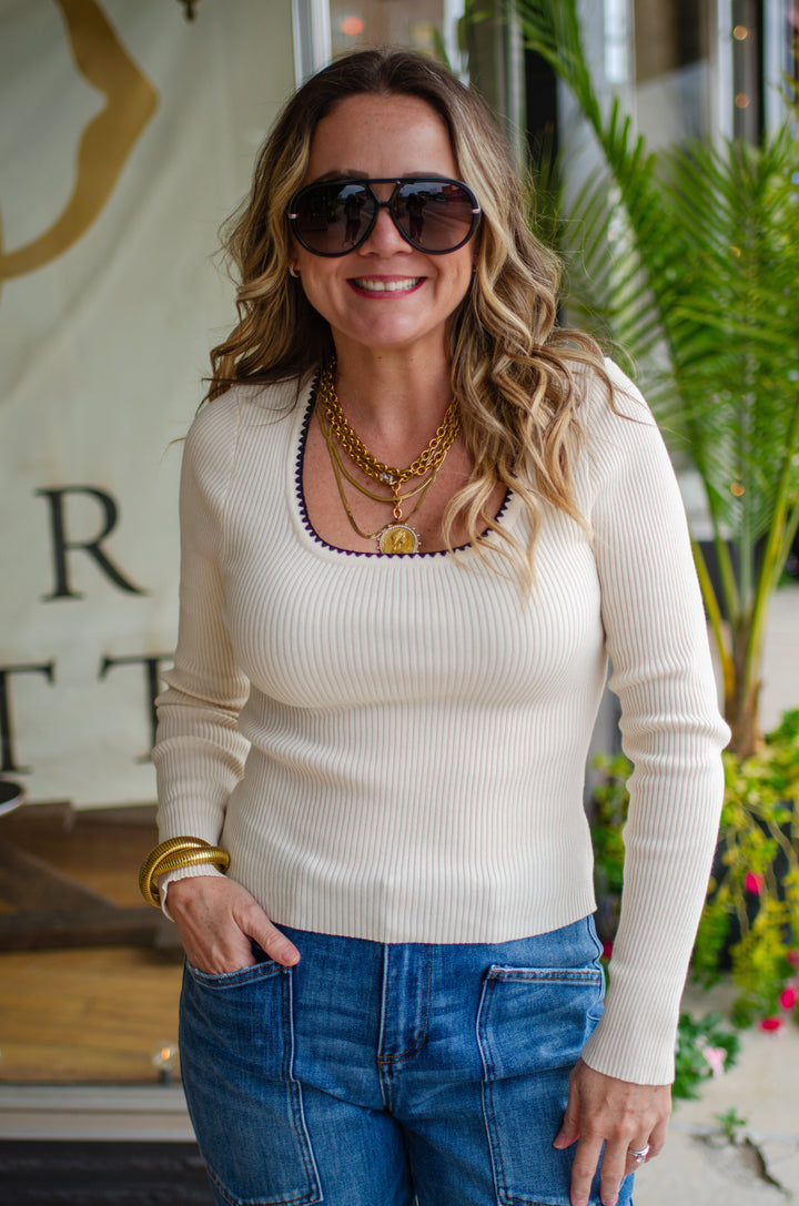 Dreaming of Fall Top in Ivory with Black