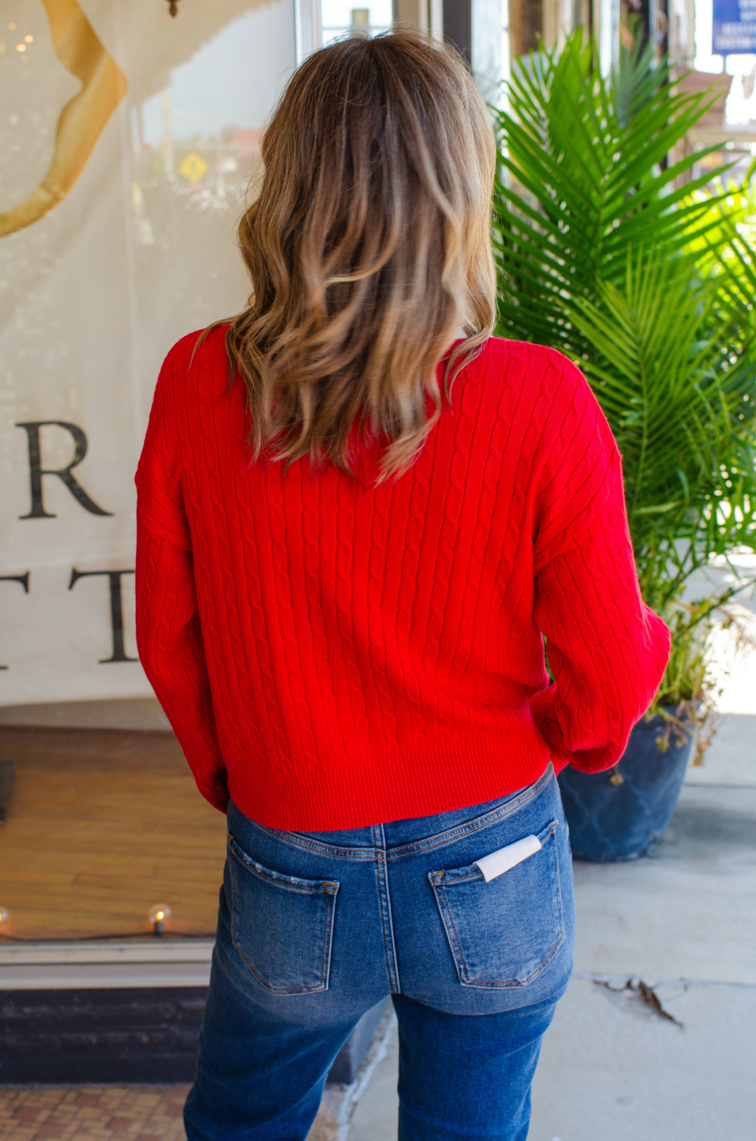 Preppy Way Collared 2-Tone Cable Knit Sweater in Red
