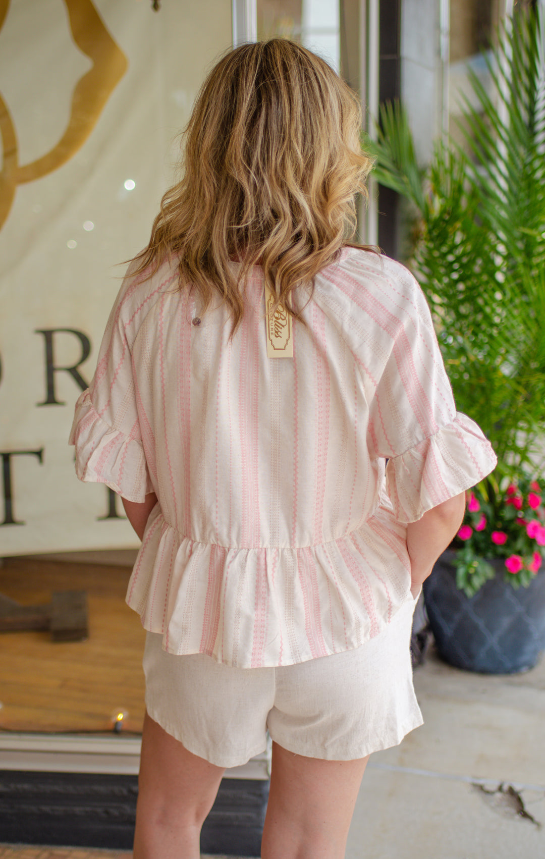 Spring Stripe Boho Short Sleeve Top