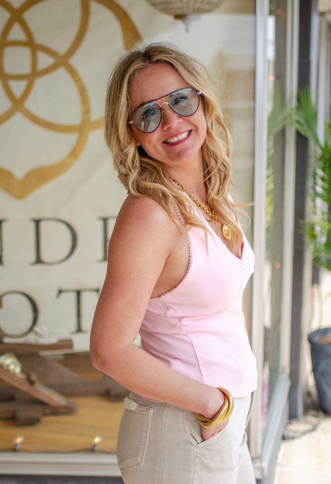 Only You Halter Bow Detail Tank in Blush