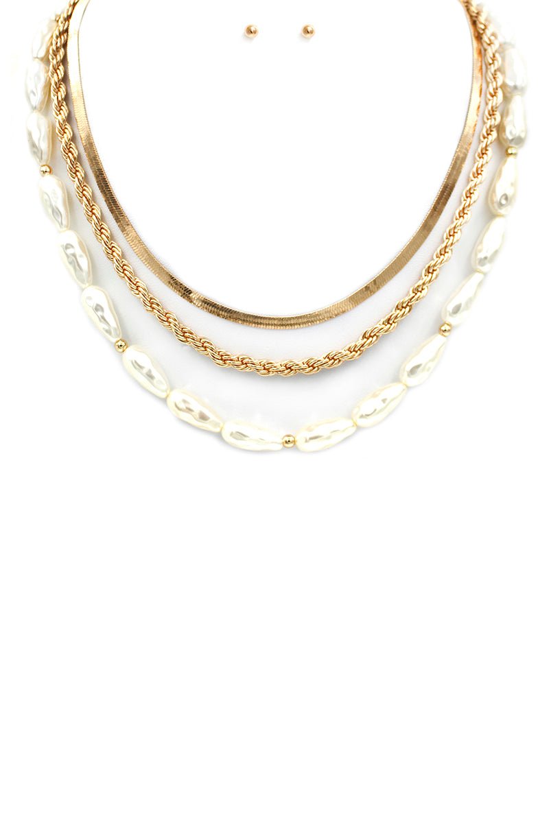 Gold & Pearl Multi Chain Necklace