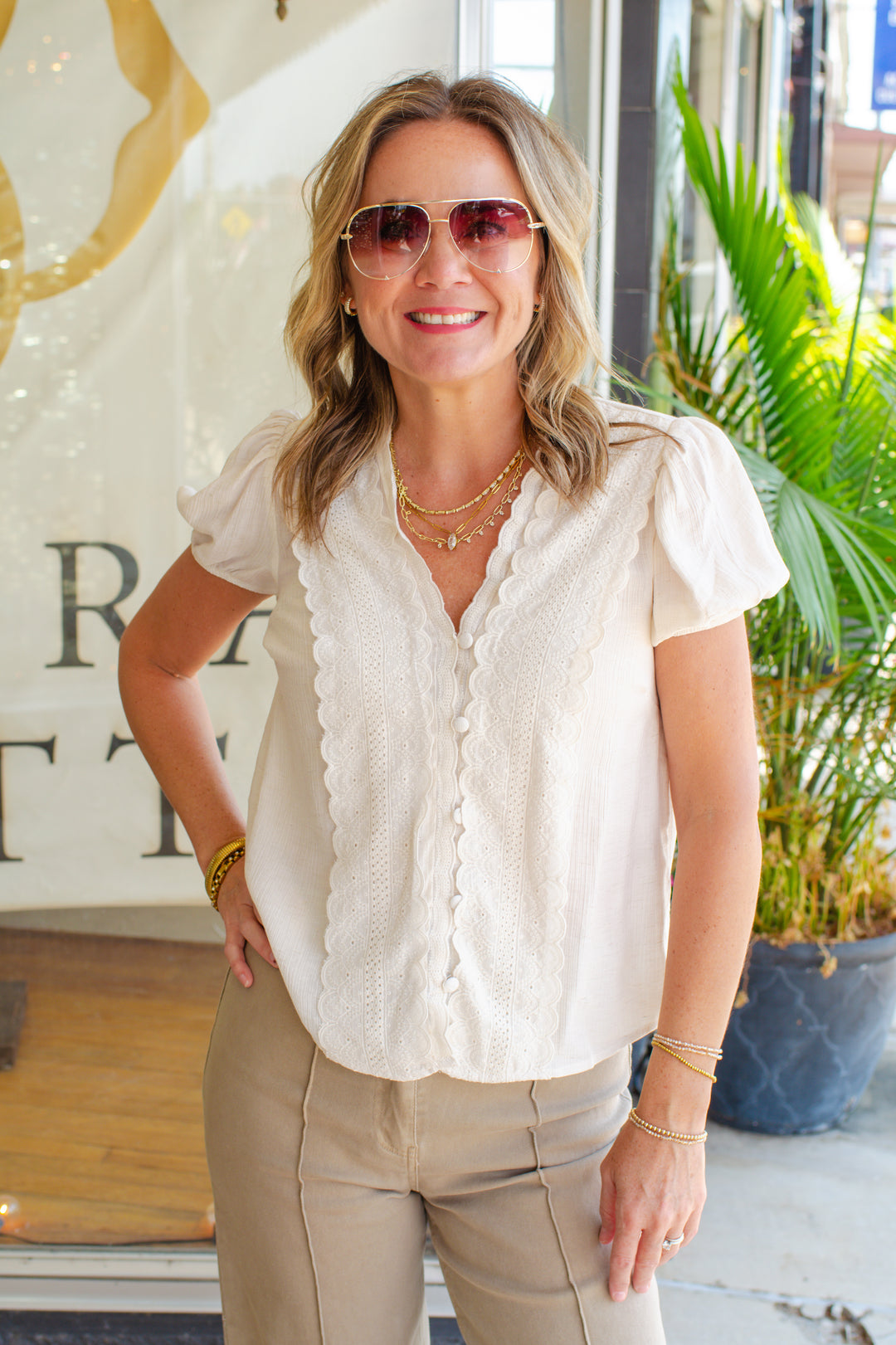 Delightfully Sweet Top in Cream