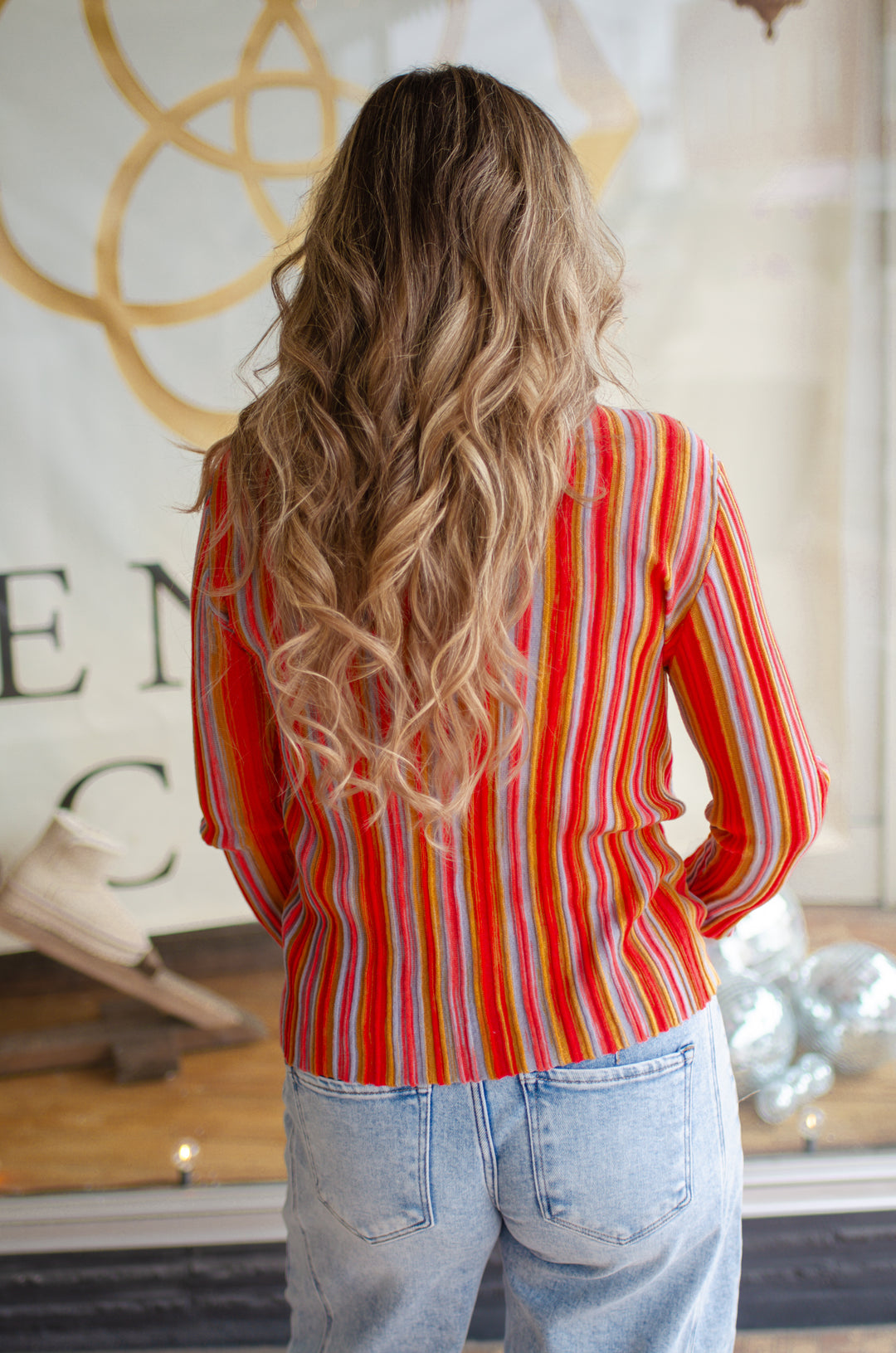 Chasing Sunsets Knit Stripe Long Sleeve Top