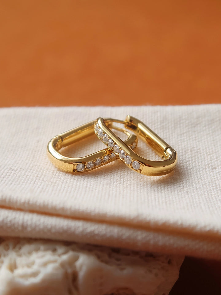 Luxe 18K Non-Tarnish CZ Oval Huggie Earrings