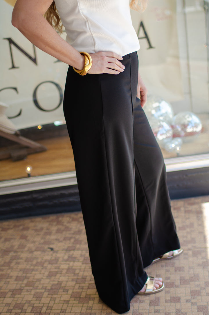 Just The Way You Are Classic Pull-on Wide Leg Pant in Black