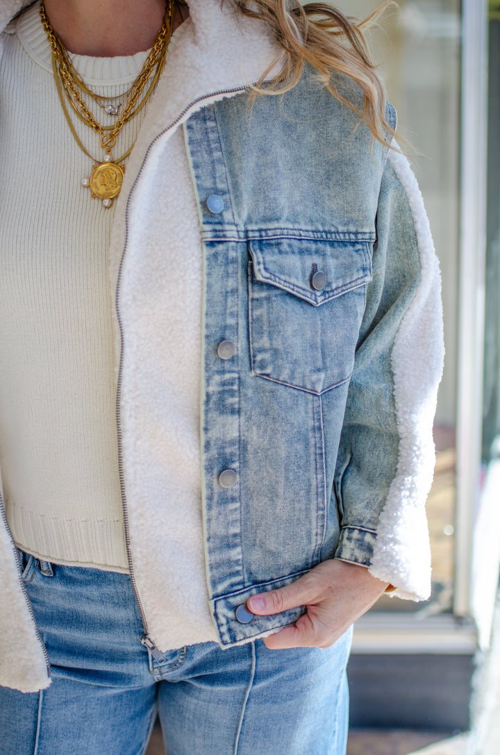 Warm Embrace Denim & Shearling Jacket