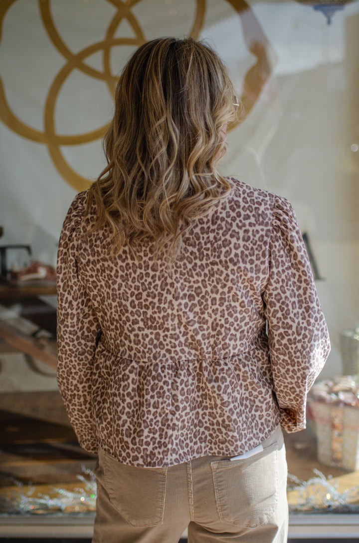 Wild Ways Champagne Leopard Velvet Bow Front Top Regular price