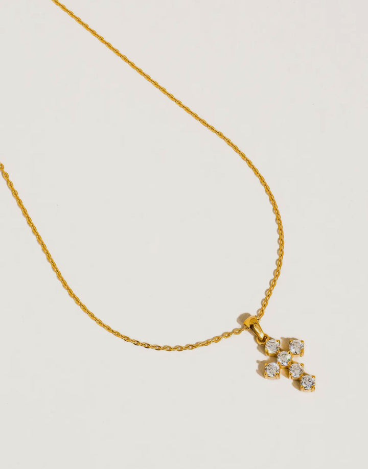 Luxe Rae Small CZ Cross Pendant Necklace 18K Gold
