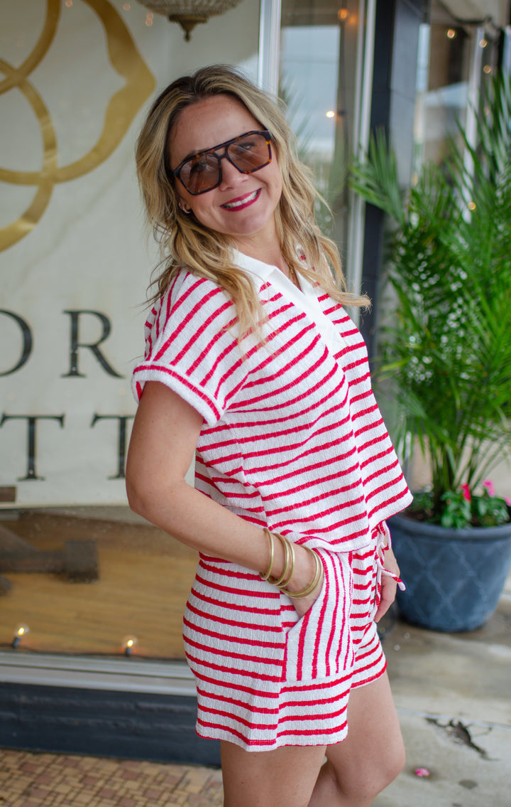 All I Need Striped Top in Red