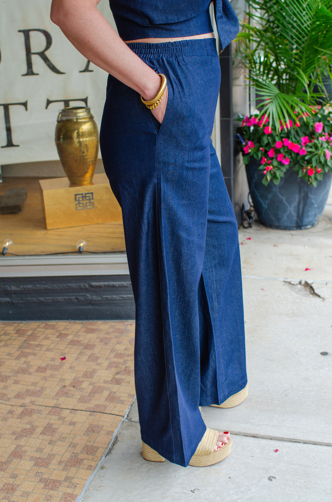 Feeling Fancy Dark Denim Wide Leg High Rise Pant