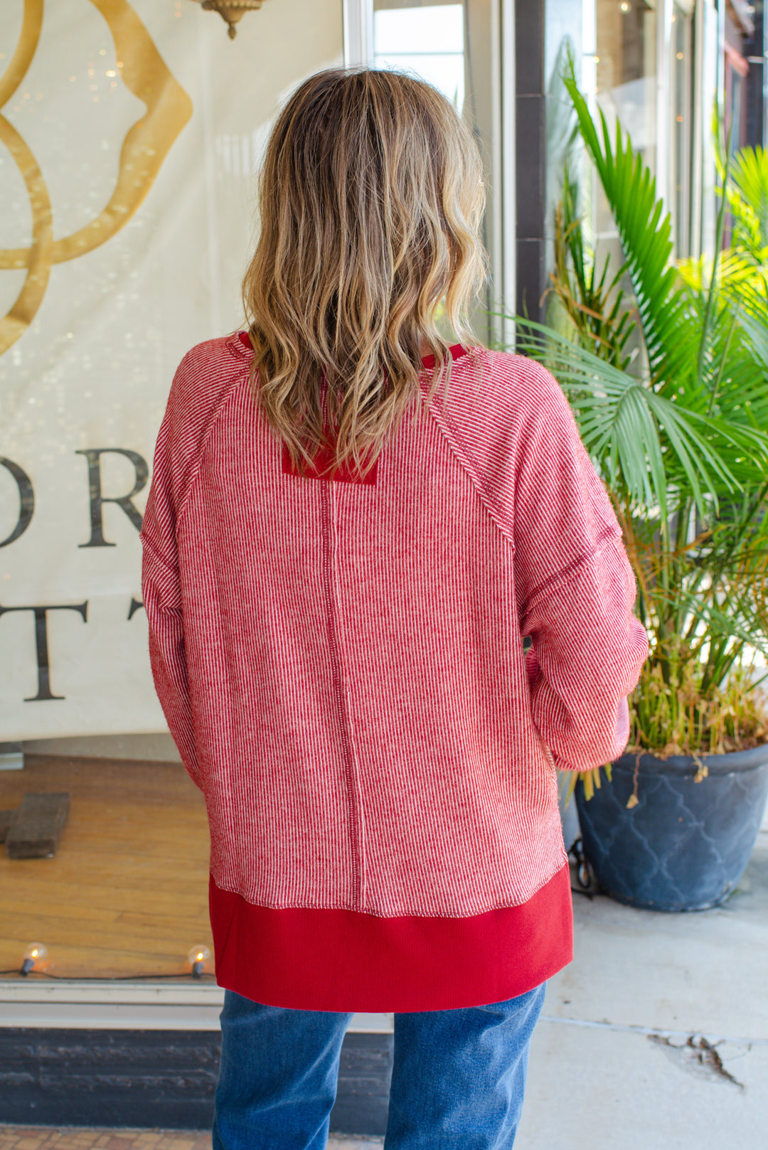 Casual Comfy Lightweight Knit Oversized Top in Burgundy