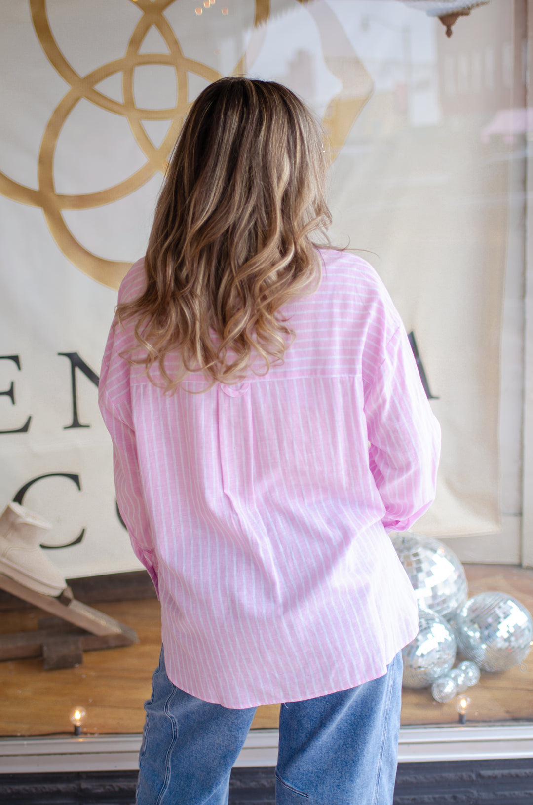 Perfect Preppy Button Down Collared Top in Light Pink