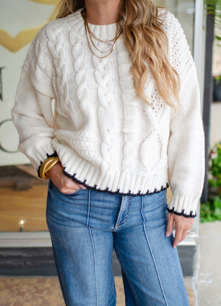 Perfect Life Cable Knit Sweater in Cream