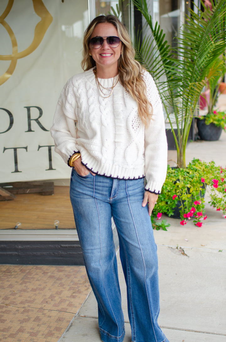 Perfect Life Cable Knit Sweater in Cream