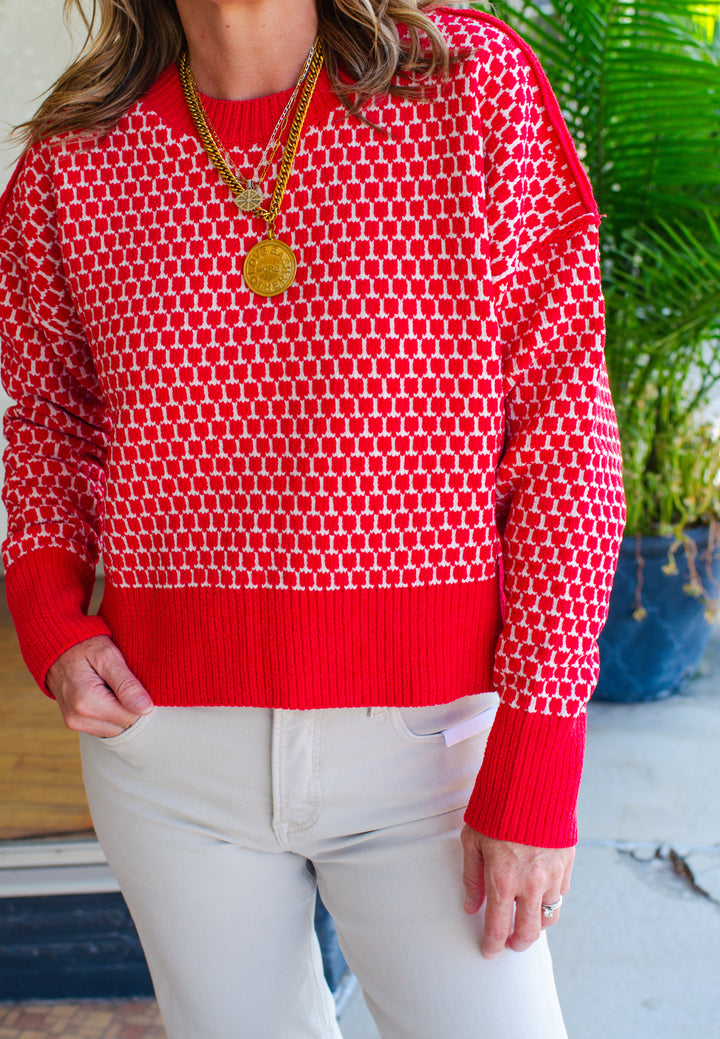 Made For You Bright Red Textured Soft Knit Sweater