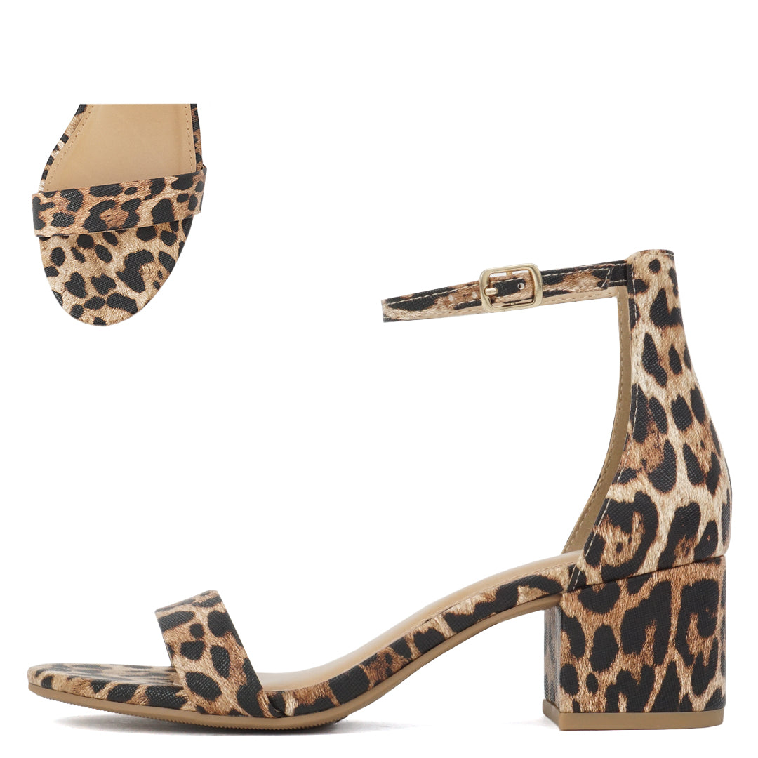 Wild One Leopard Classic Ankle Strap Block Heel