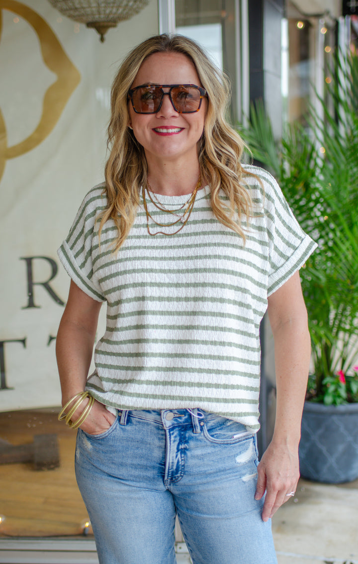 Perfect Striped Tee in Navy