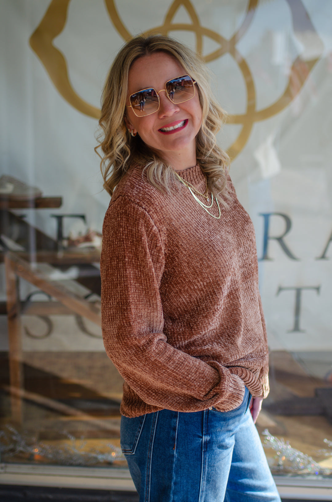 Cozy Autumn Ultra Soft Chenille Knit Sweater in Camel