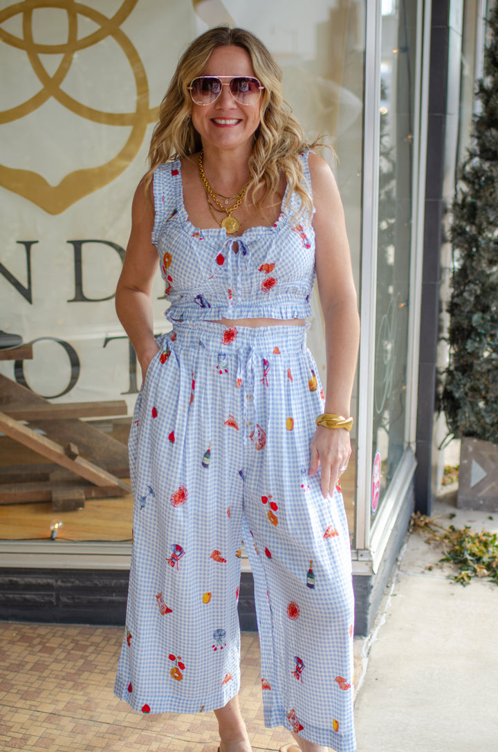 Picnic In The Park Printed Gingham Tank Top