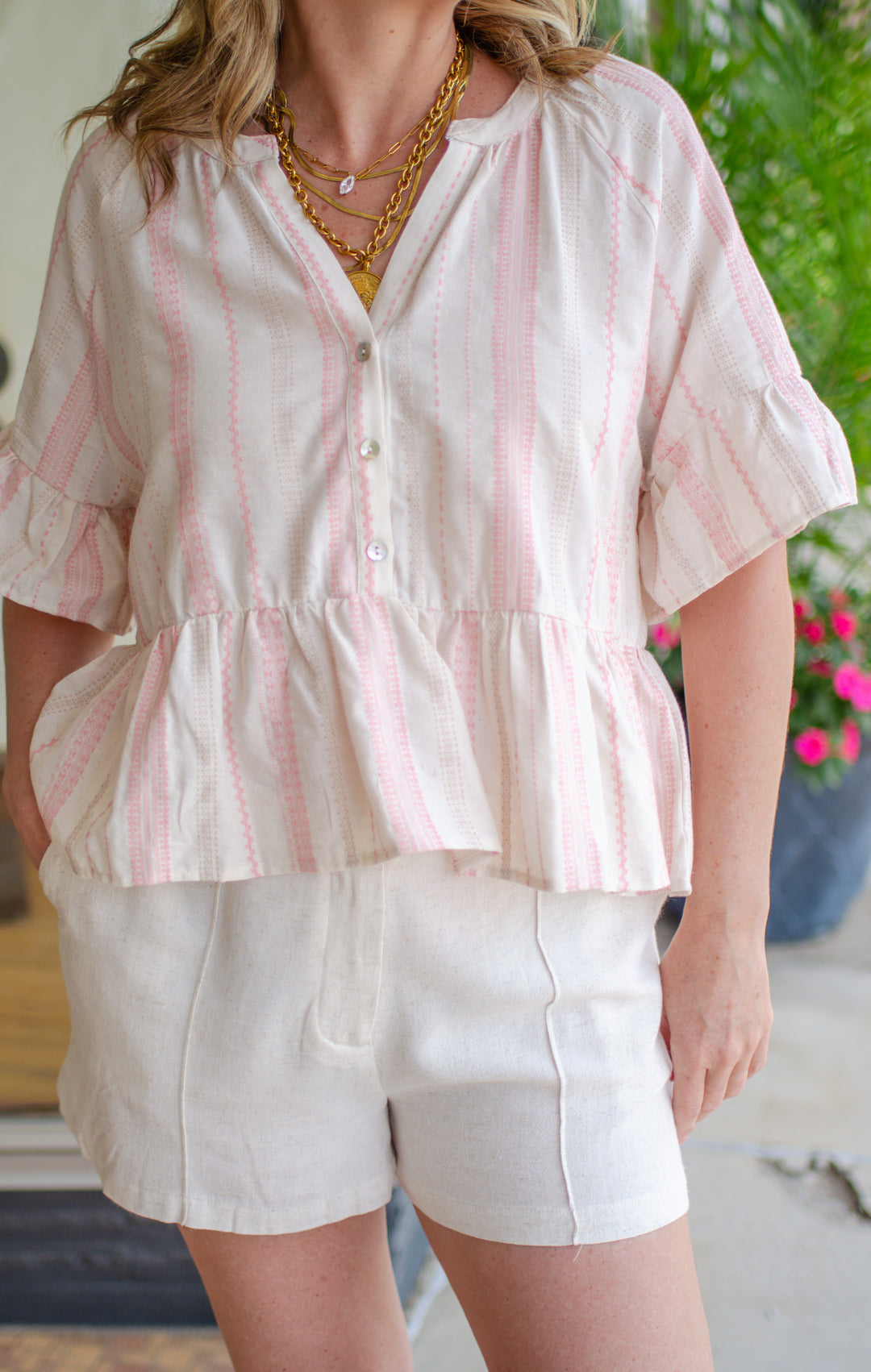 Spring Stripe Boho Short Sleeve Top
