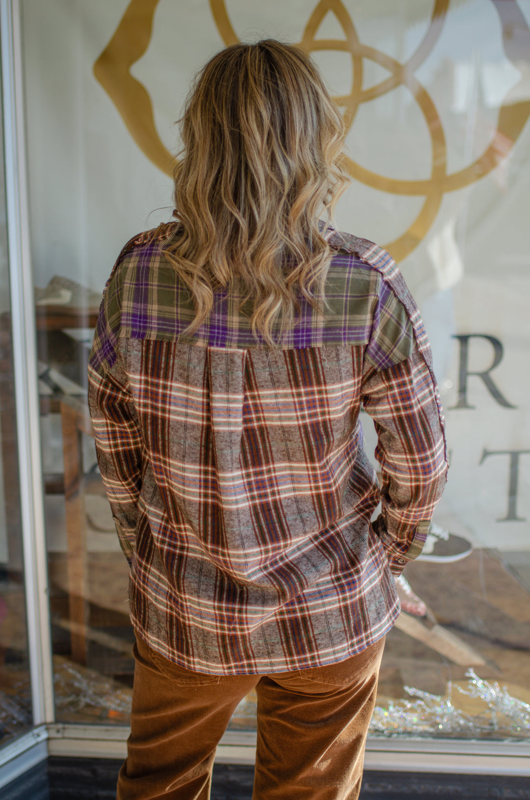 Fall In Love Plaid Button Down Top in Mocha