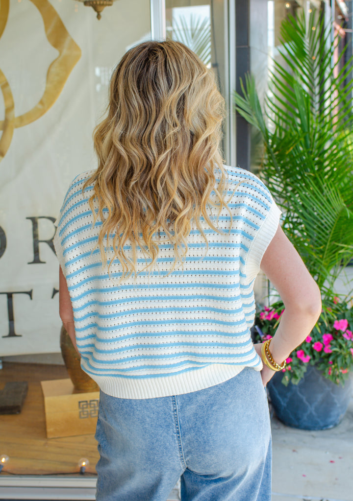 Dream Come True Stripe Knit Top in Blue