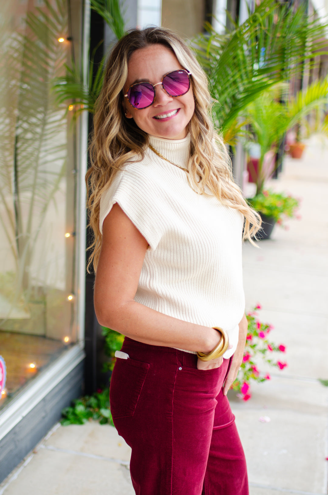 Walking in Love Rolled Mock Neck Sweater in Ivory