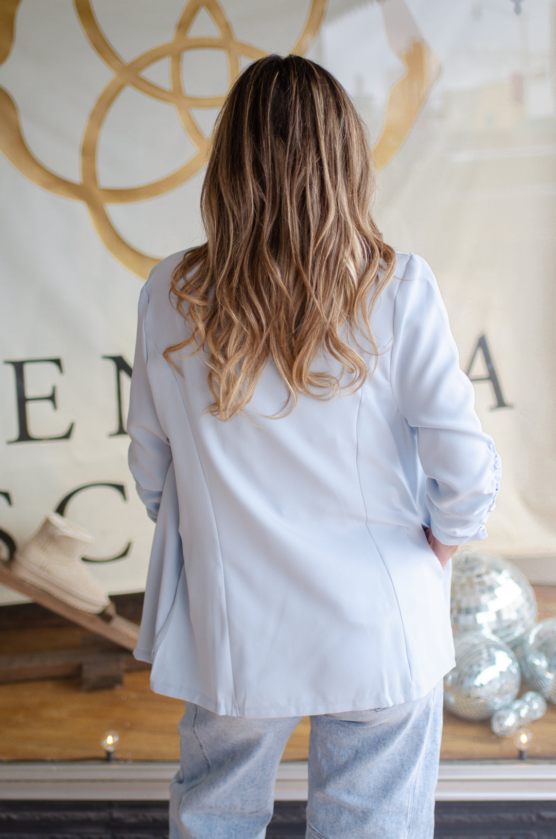 Make Your Own Way 3/4 Sleeve Blazer in Powder Blue