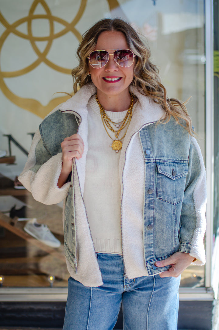 Warm Embrace Denim & Shearling Jacket