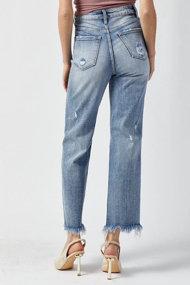 Risen High Rise Straight Jeans-Light