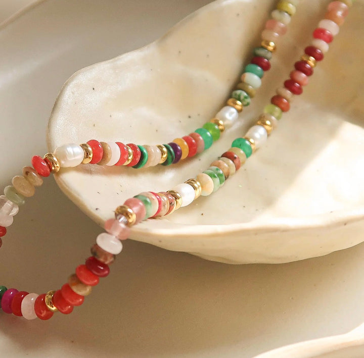 Luxe 18K Gold Plated Non-Tarnish Multi-Color Beaded Necklace