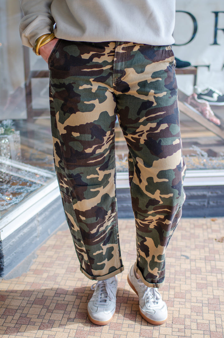 Risen High Rise Ankle Crop Camo Jeans