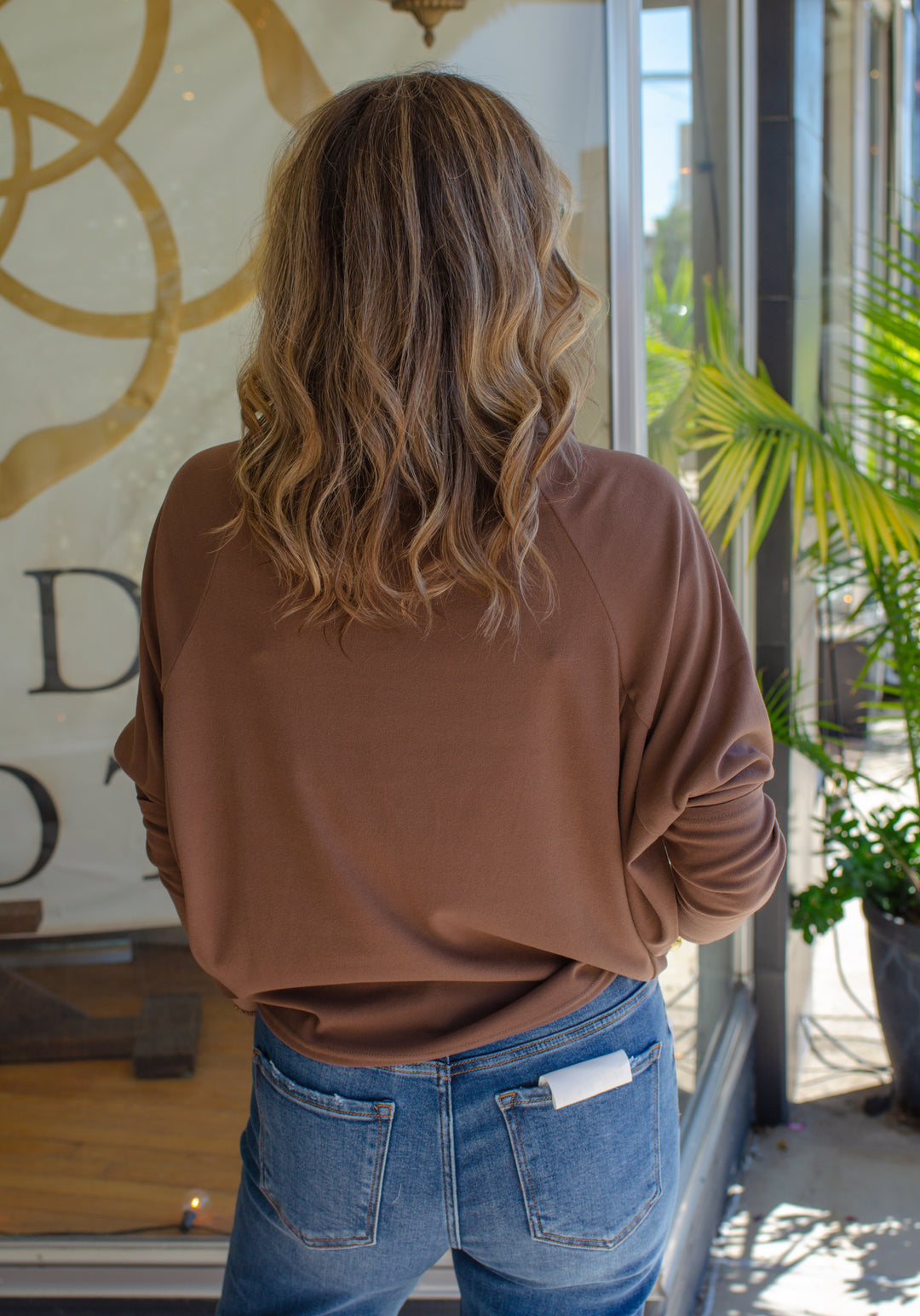 Pure Love Mock Neckline Soft Brushed Top in Mocha