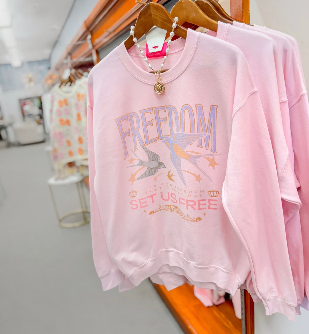 Freedom Set Us Free Oversized Sweatshirt in Pink