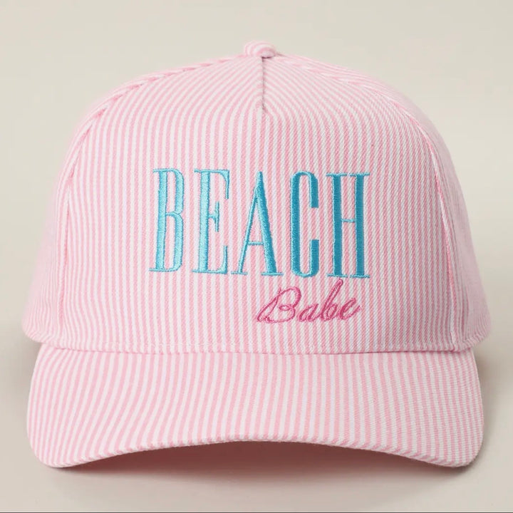 Beach Babe Embroidered Seersucker Hat