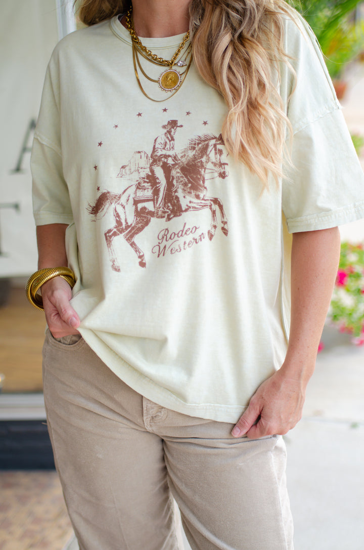 'Rodeo Westen" Graphic Tee in Pistachio