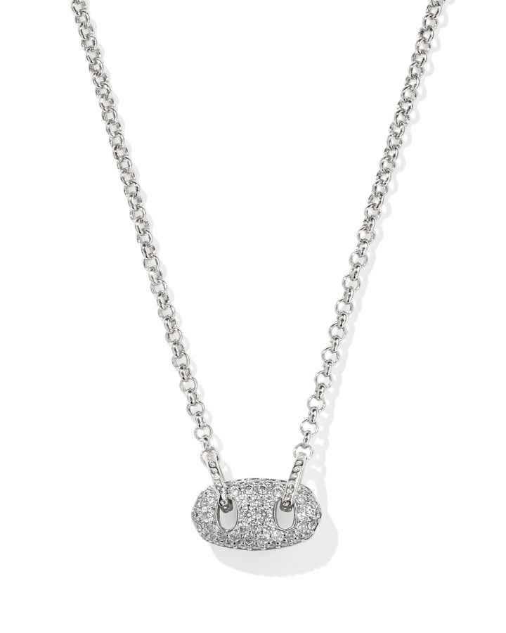 Kendra Scott Bailey Pave Pendant Necklace in Rhodium & White Crystal