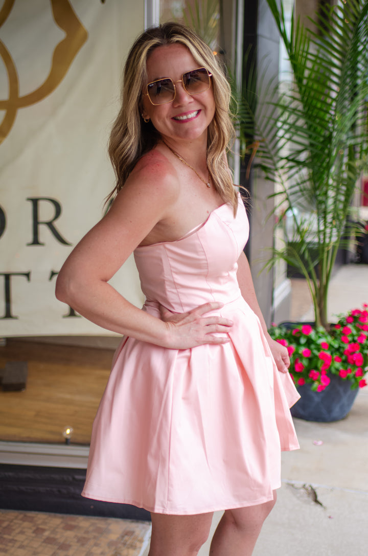 Take Your Time Corset Top Pleated Skirt Tulle Dress in Pink