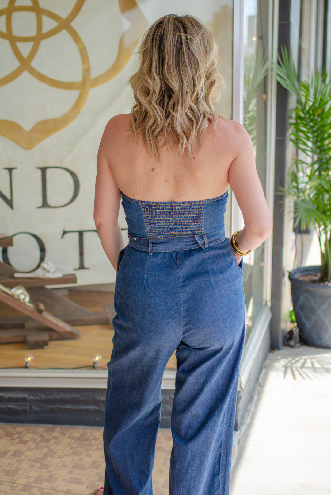 Wanna Be Loved Denim Halter Belted Jumper