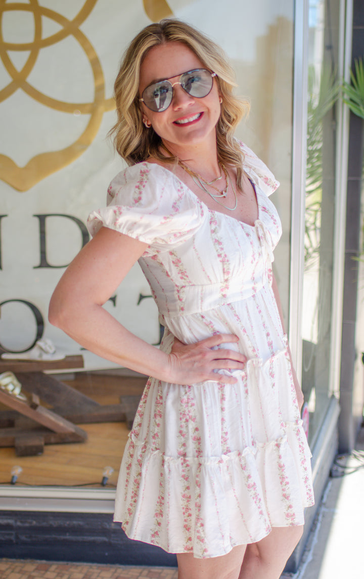 Secret Garden Pink Floral Tiered Babydoll Dress
