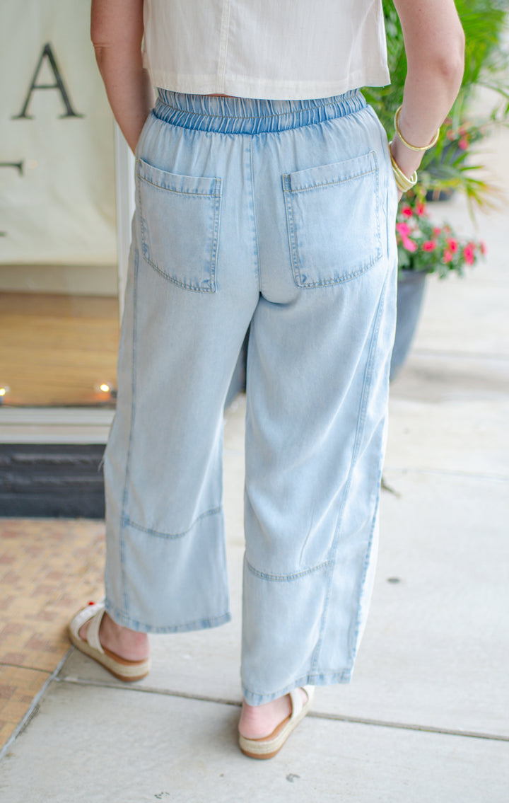 Take You Time Pull On Washed Denim Pant