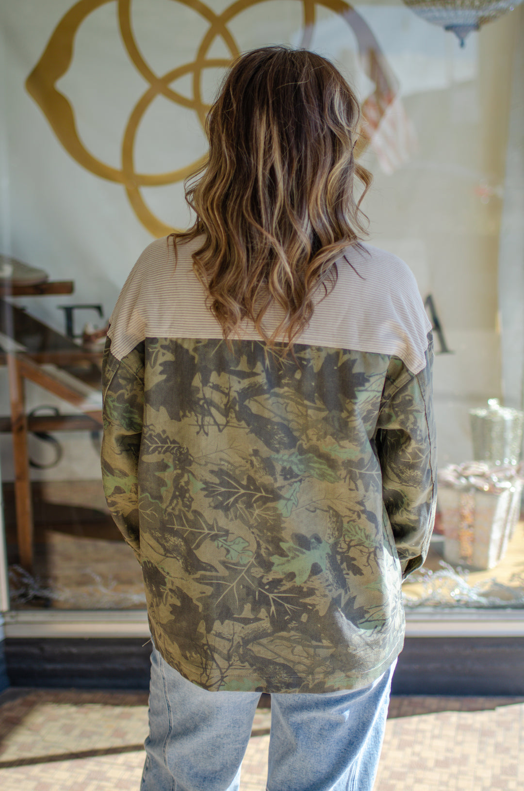 See Through You Camo Corduroy Collar Jacked in Beige Mix