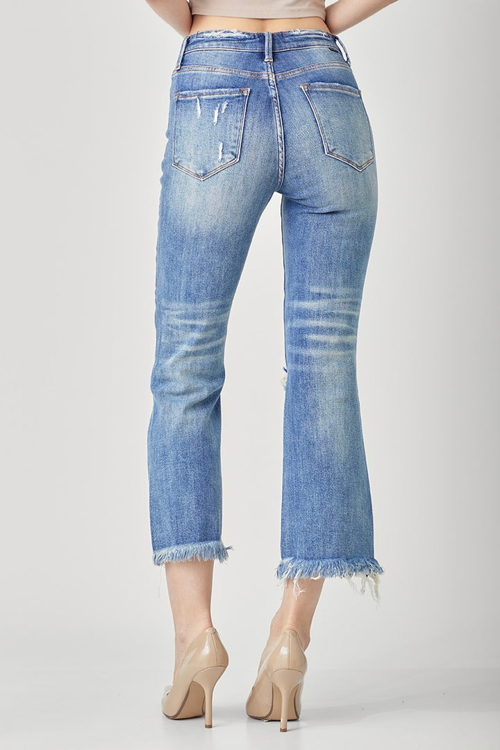 Risen High Rise Crop Flare Denim