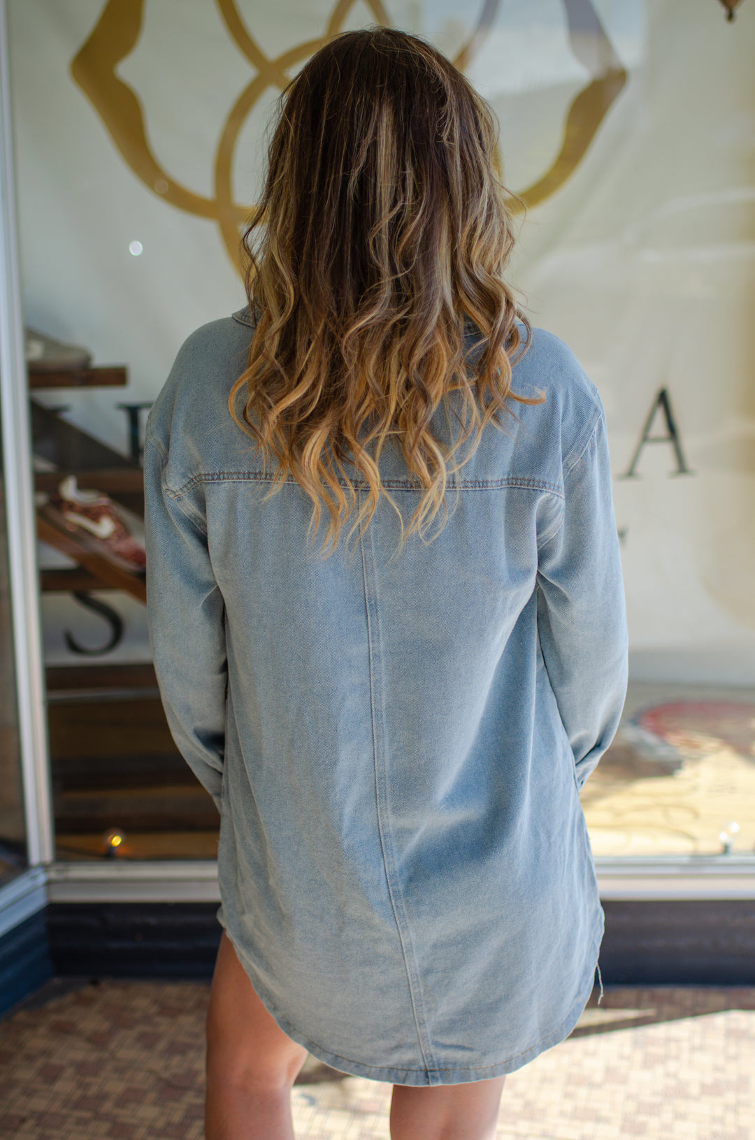 Dreaming Of You Denim Split Collard Dress